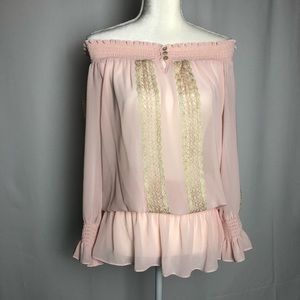 Arden b Off Shoulder Pink Blouse